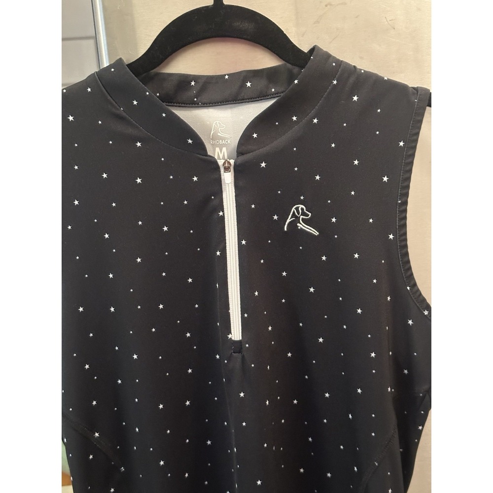 Rhoback Sleeveless Golf Shirt SzM Navy White Stars Ladies